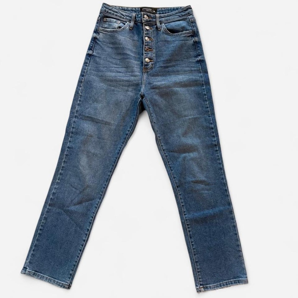 JUST‎ BLACK DENIM High Waisted Button Fly Straight Leg Jeans Women's Size 28